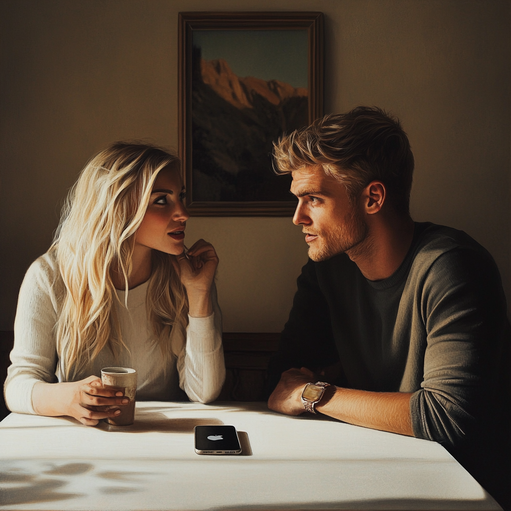 A couple sitting at a table | Source: Midjourney