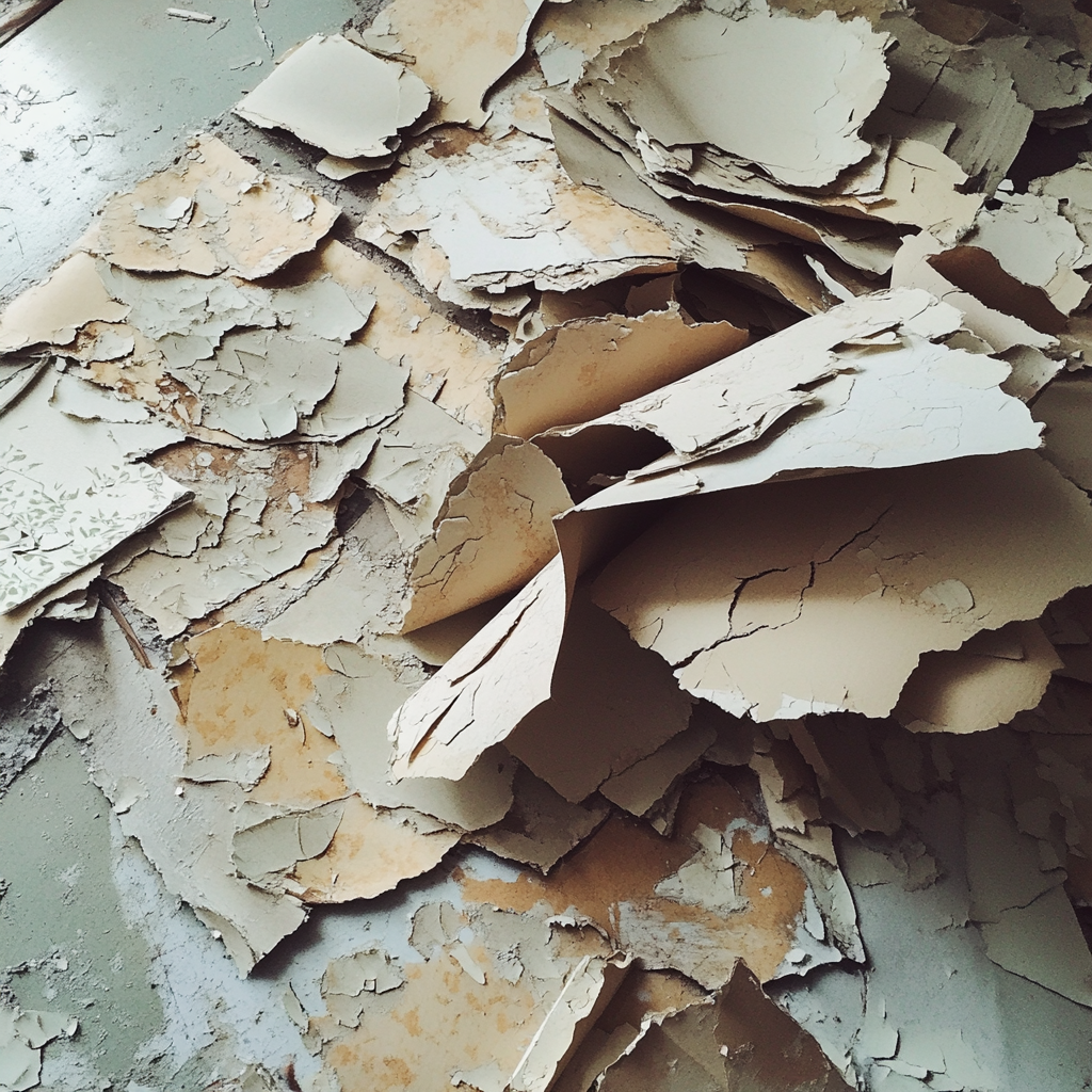 A pile of ripped wallpaper | Source: Midjourney