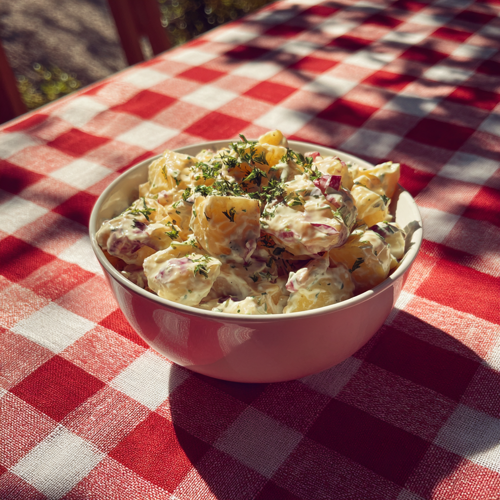 A bowl of potato salad | Source: Midjourney