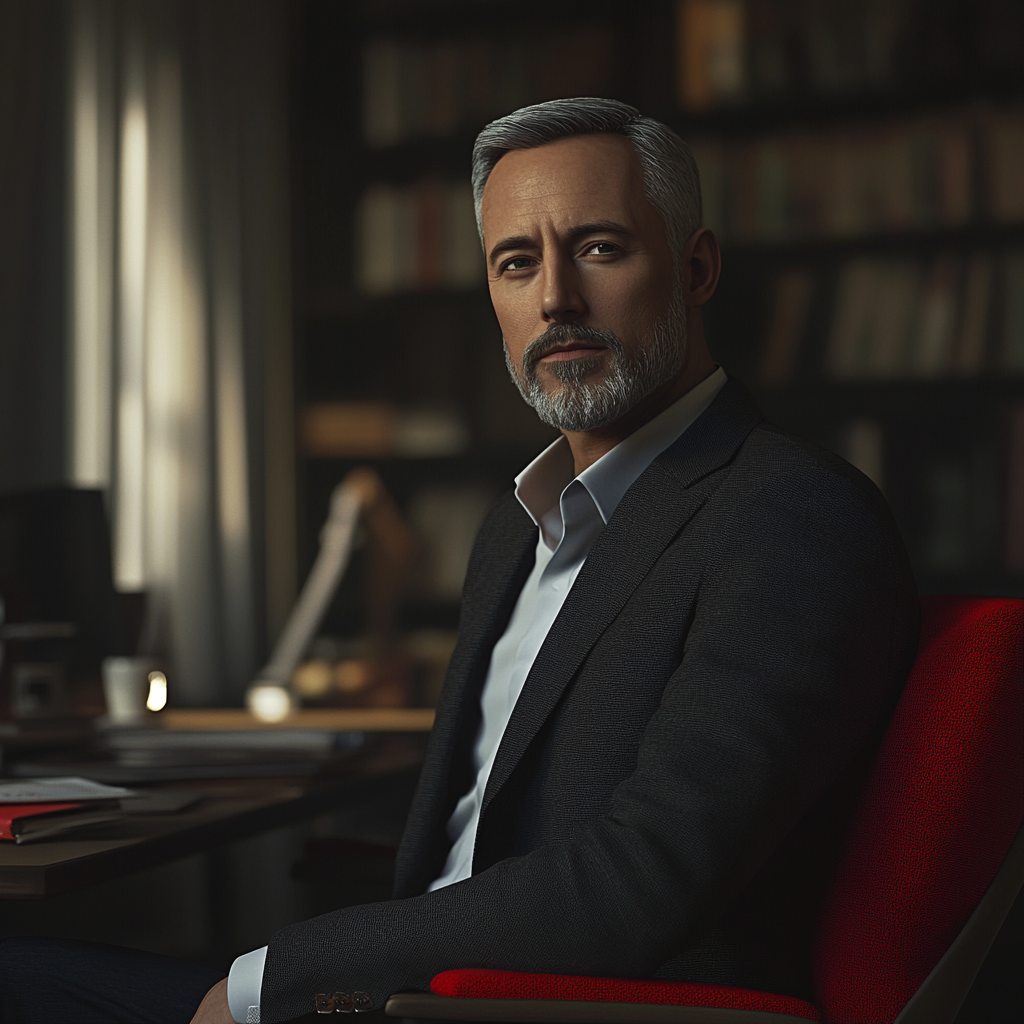 A man sitting at his desk | Source: Midjourney