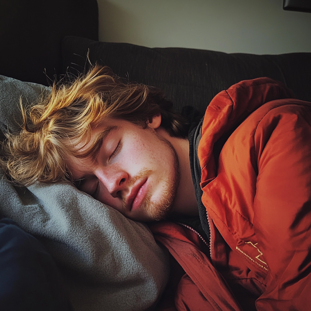 A man sleeping on a couch | Source: Midjourney