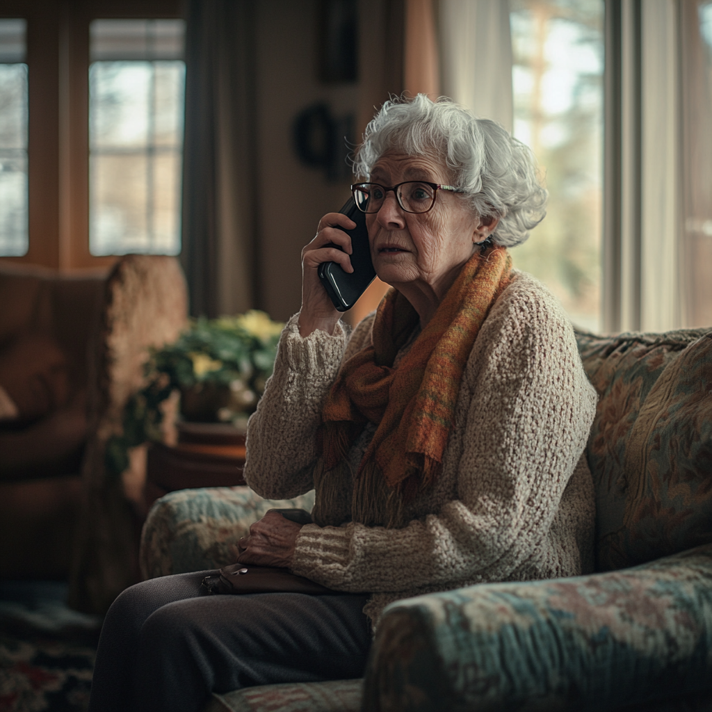 Senior woman making a phone call | Source: Midjourney