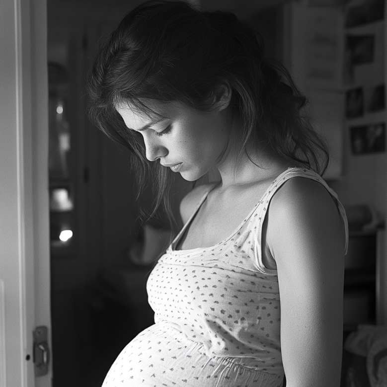 Una donna incinta prosciugata | Fonte: Midjourney