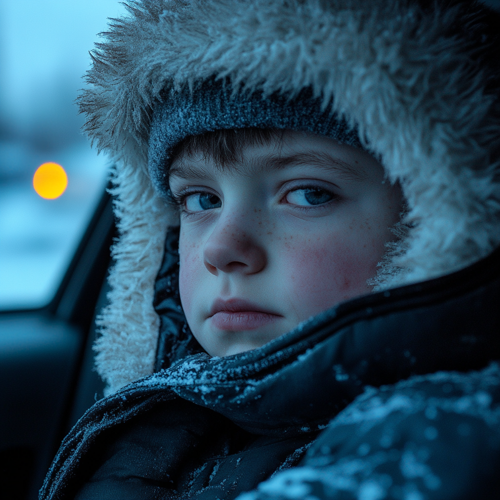 A sad boy in a car | Source: Midjourney