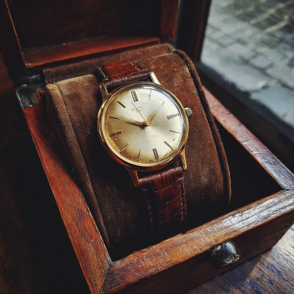 A wristwatch in a wooden box | Source: Midjourney