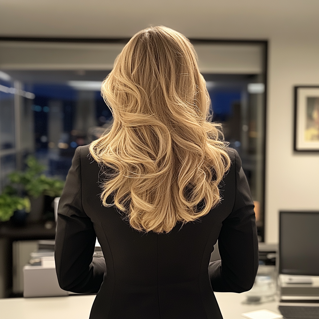 The rear view of a woman in an office | Source: Midjourney