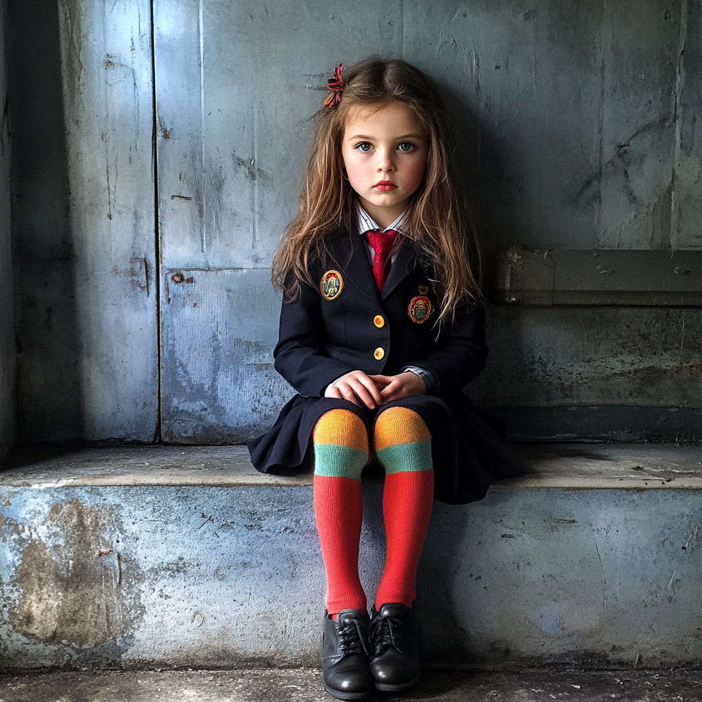 A little girl in her school uniform | Source: Midjourney