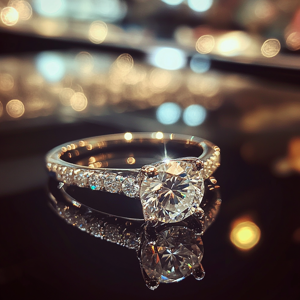 An engagement ring in a pawn shop | Source: Midjourney