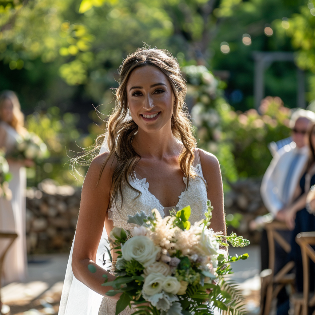 A bride holding flowers on her wedding day | Source: Midjourney