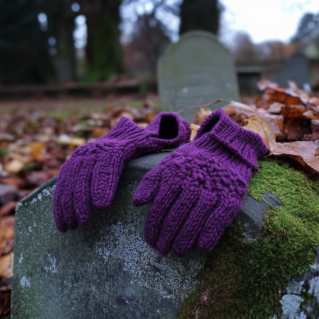 Purple knitted gloves | Source: Midjourney