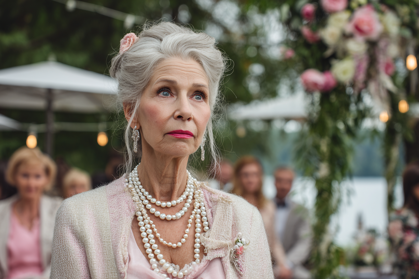 Starsza kobieta patrząca szeroko otwartymi oczami | Źródło: Midjourney