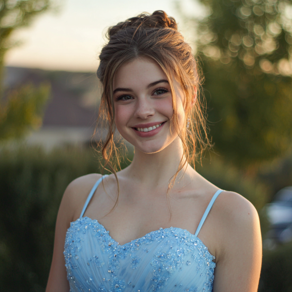 A smiling teenager dressed for prom | Source: Midjourney