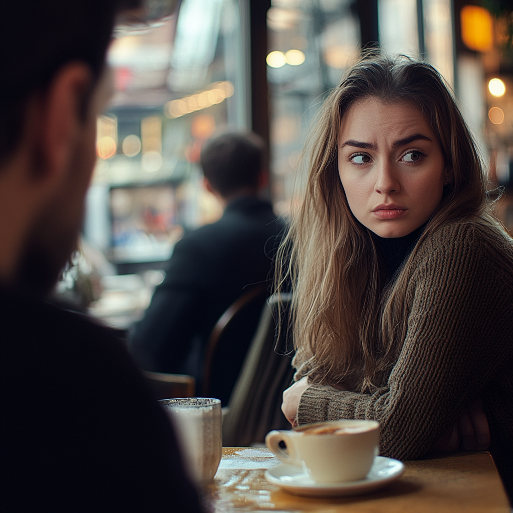 An annoyed woman in a cafe | Source: Midjourney