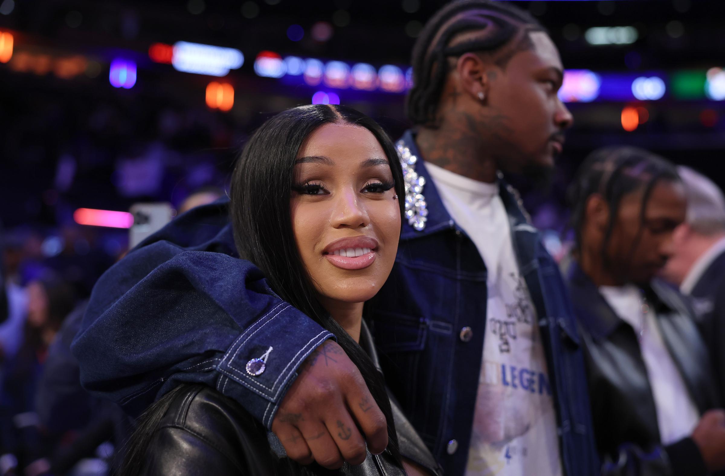 Cardi B and Stefon Diggs after Game Four of the Eastern Conference Second Round NBA Playoffs at Madison Square Garden on May 12, 2025, in New York. | Source: Getty Images