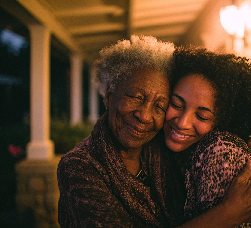 A woman hugging her granddaughter | Source: Midjourney