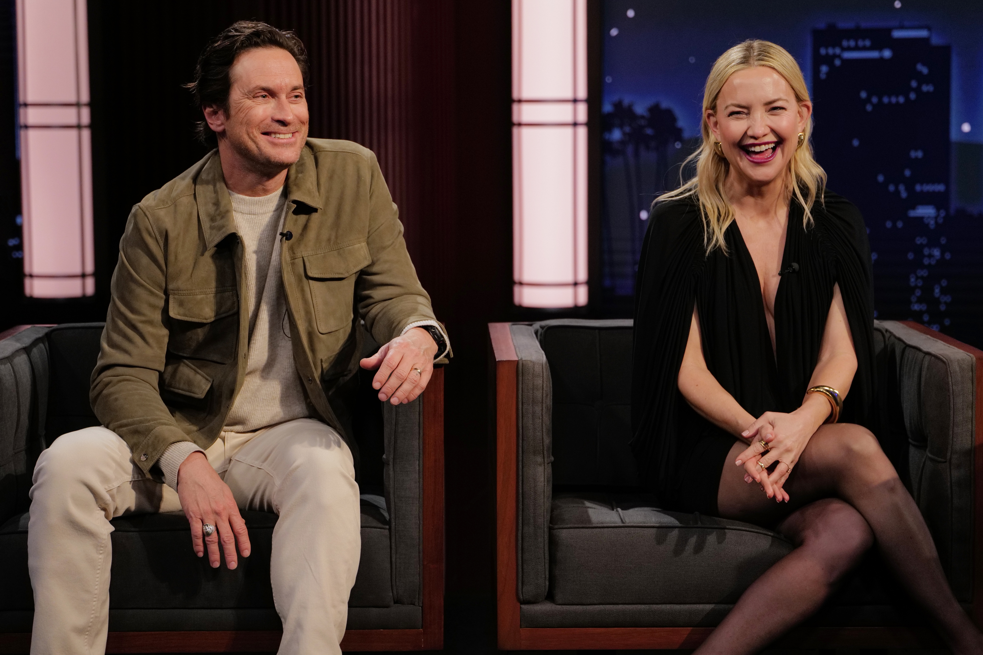 Oliver and Kate Hudson during their appearance on "Jimmy Kimmel Live!" on January 22, 2025. | Source: Getty Images