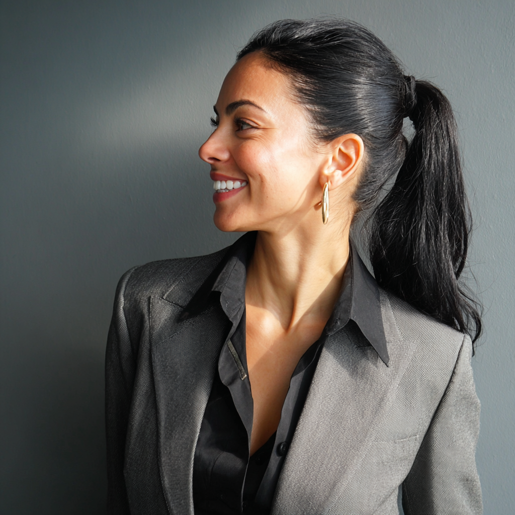 A side view of a smiling lawyer | Source: Midjourney