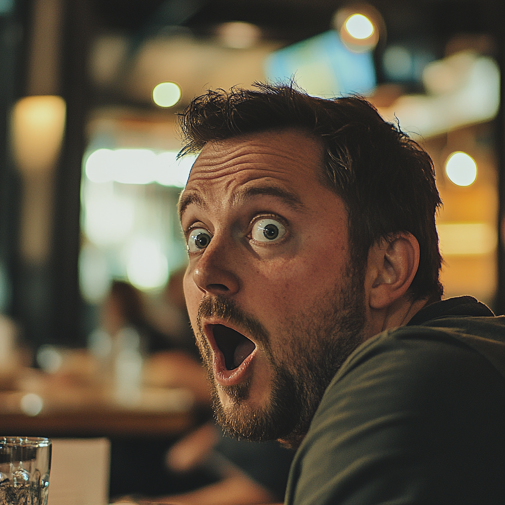 A shocked man in a restaurant | Source: Midjourney