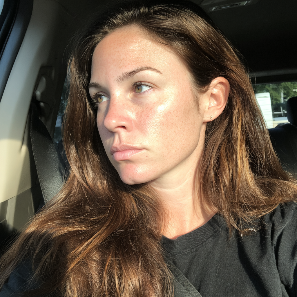 A pensive woman sitting in a car | Source: Midjourney
