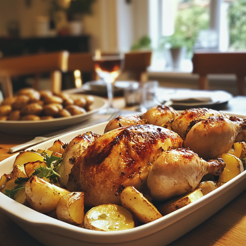 Food on a dining table | Source: Midjourney