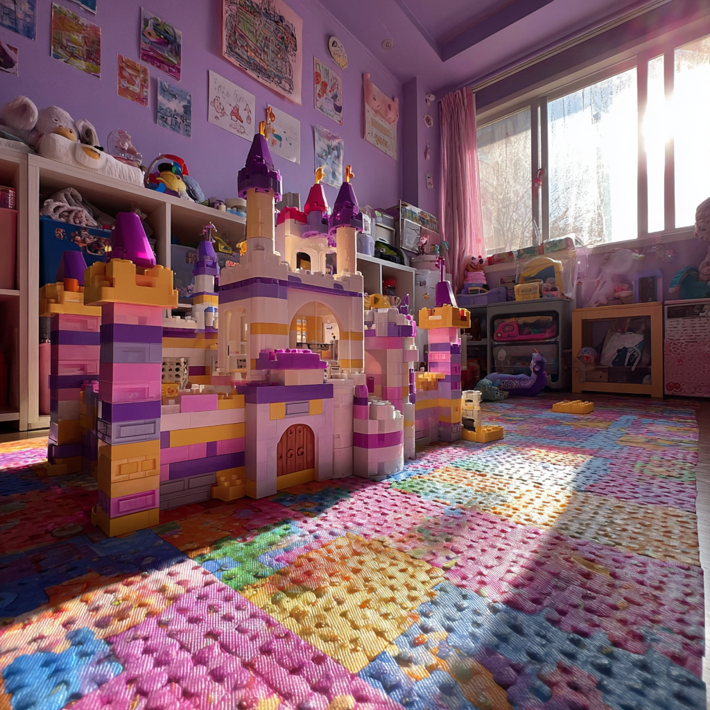 A LEGO block castle in a child's room | Source: Midjourney