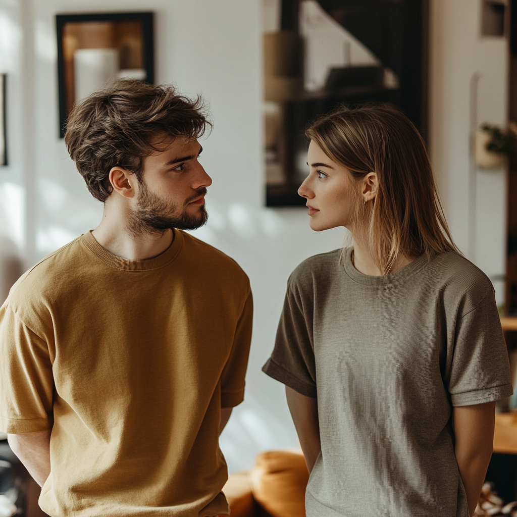 A couple in their living room | Source: Midjourney