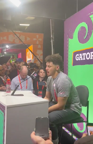 Patrick Mahomes answering Ryan Dunleavy's question about Travis Kelce's future with the Kansas City Chiefs, posted on February 10, 2025. | Source: X/@ryandunleavy