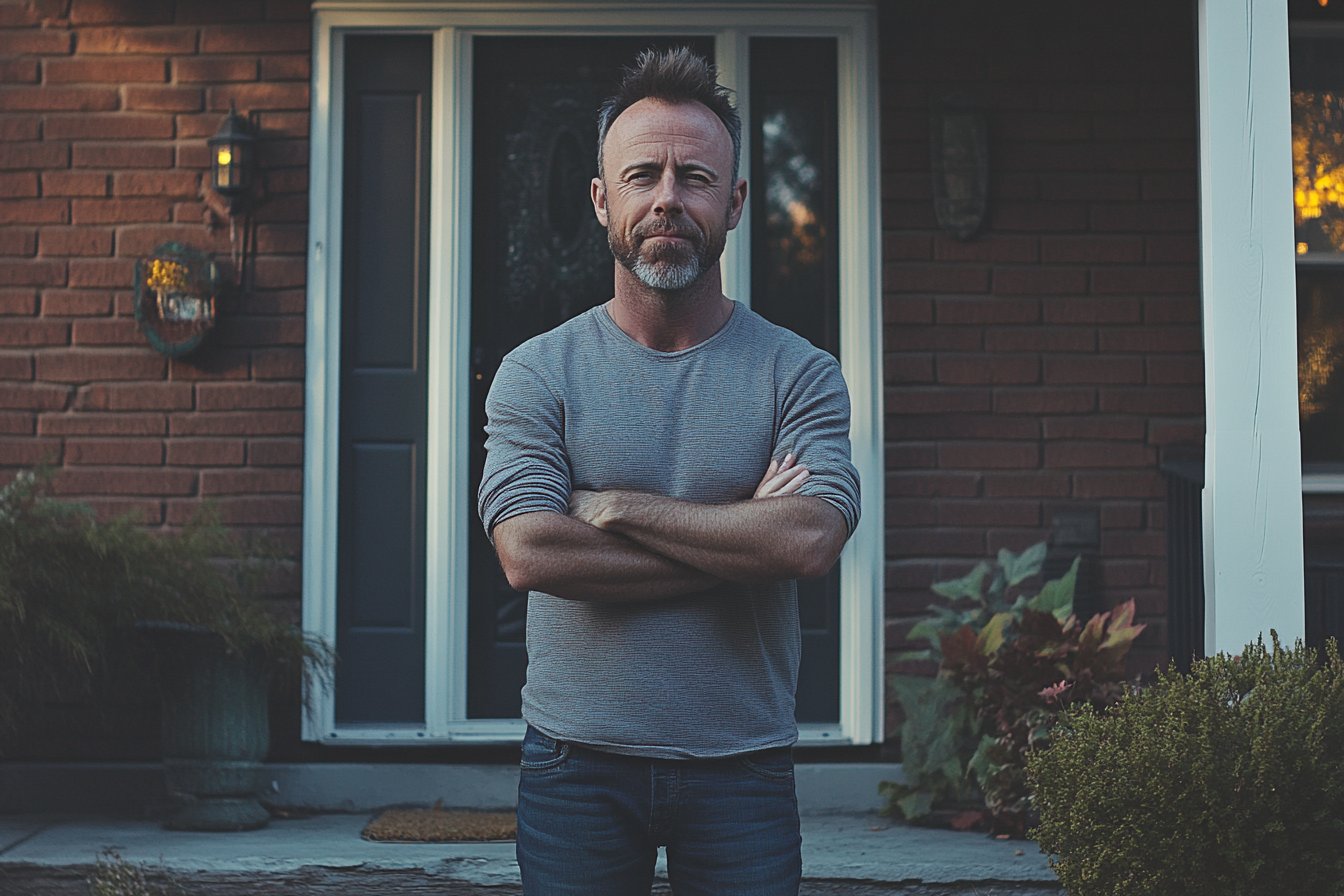 A man standing in front of his house | Source: Midjourney