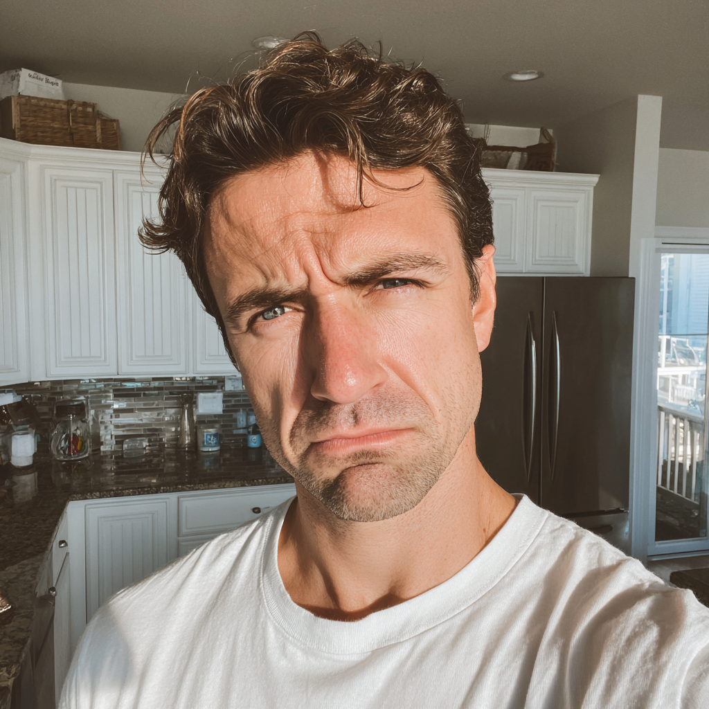 A close-up of a frowning and upset man | Source: Midjourney