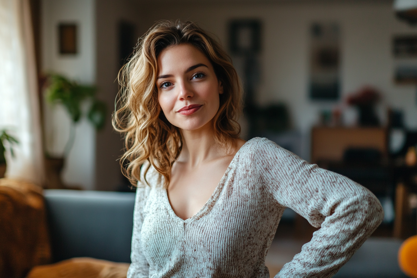 Une femme confiante dans un salon | Source : Midjourney