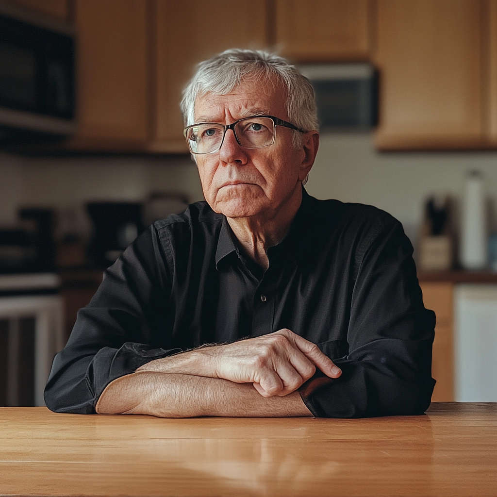 An older man sitting at a table | Source: Midjourney