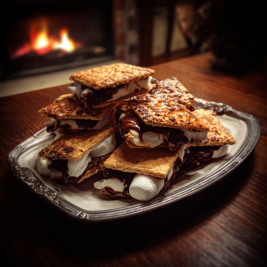 A platter of gooey s'mores | Source: Midjourney