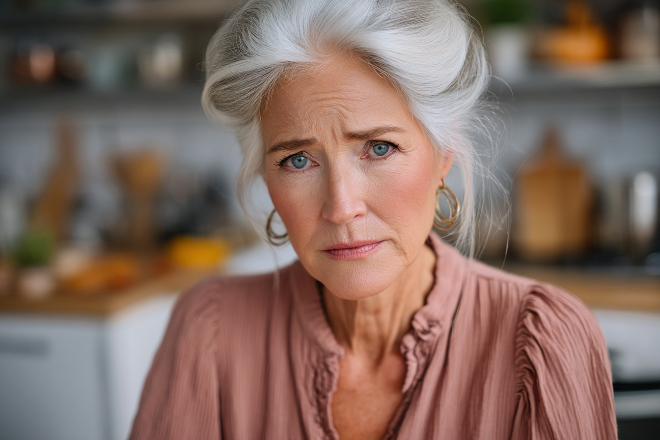 An older woman sitting in a kitchen | Source: Midjourney