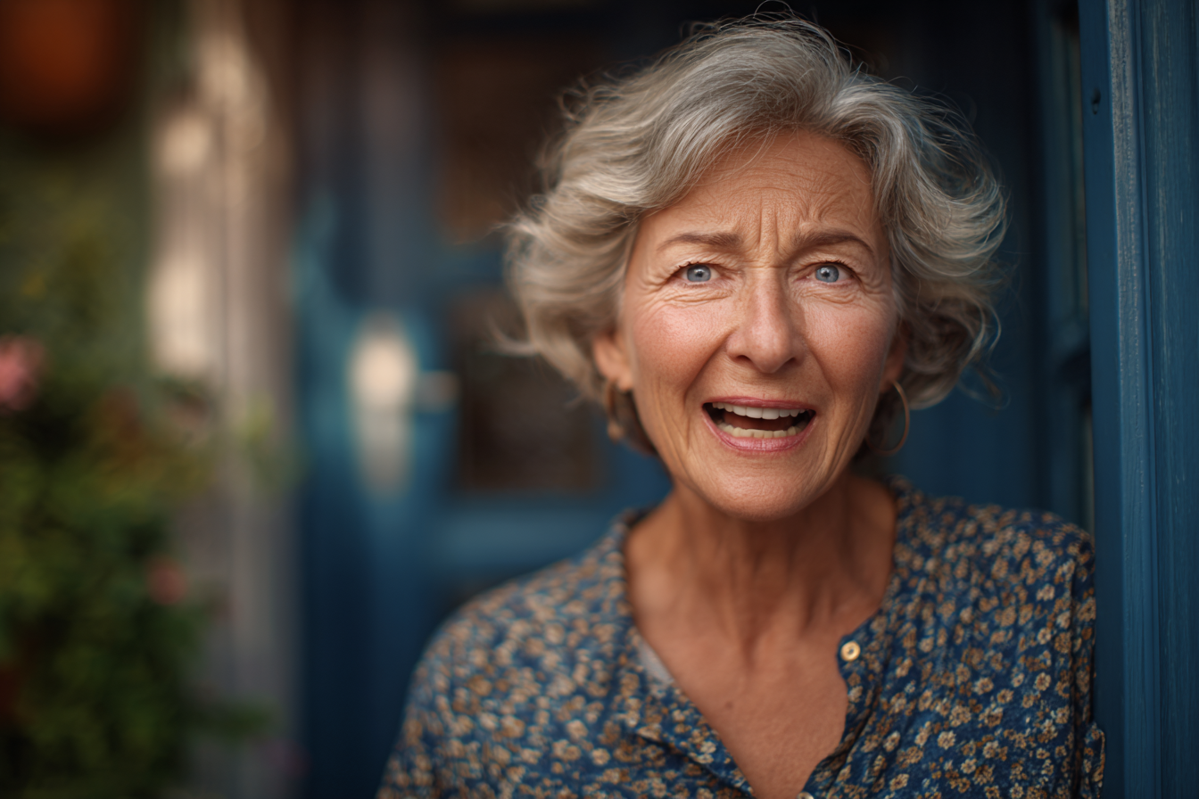 An older woman standing near a door | Source: Midjourney