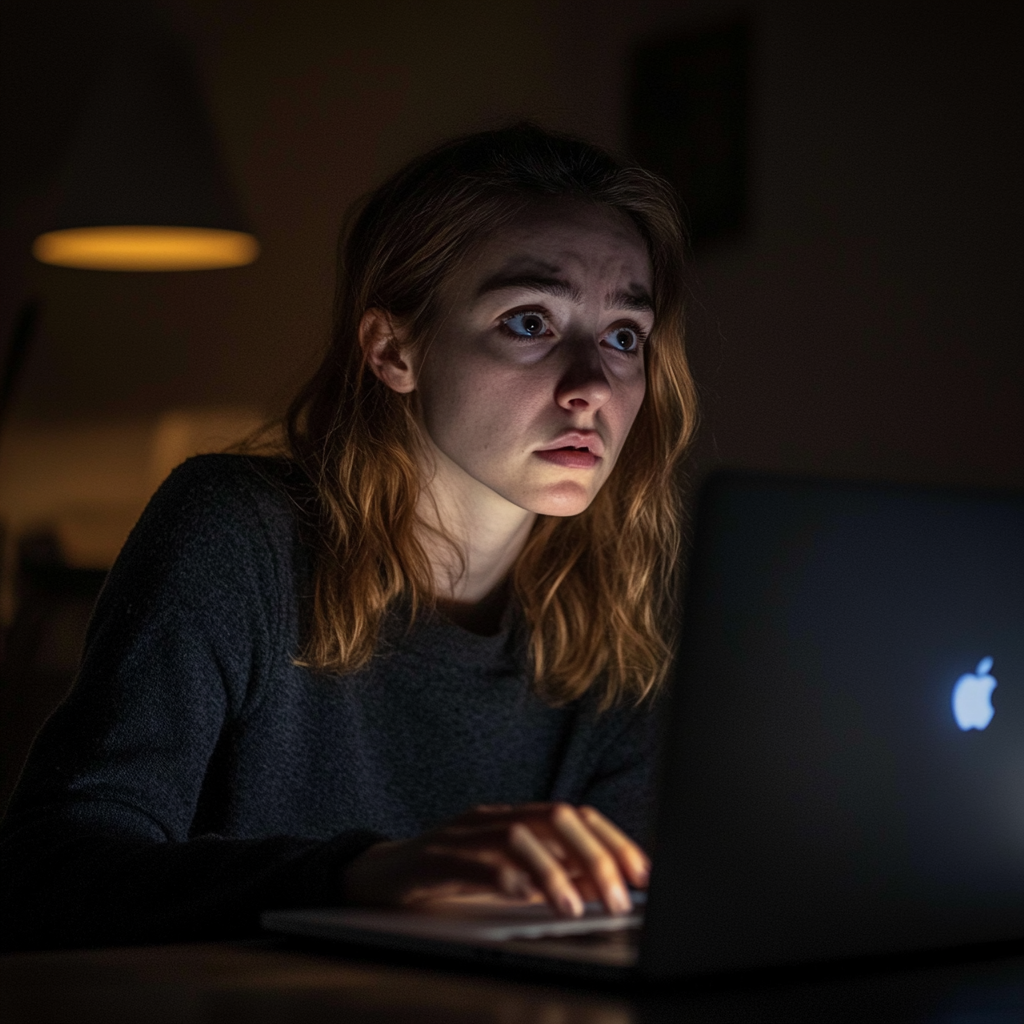 A woman using her laptop | Source: Midjourney