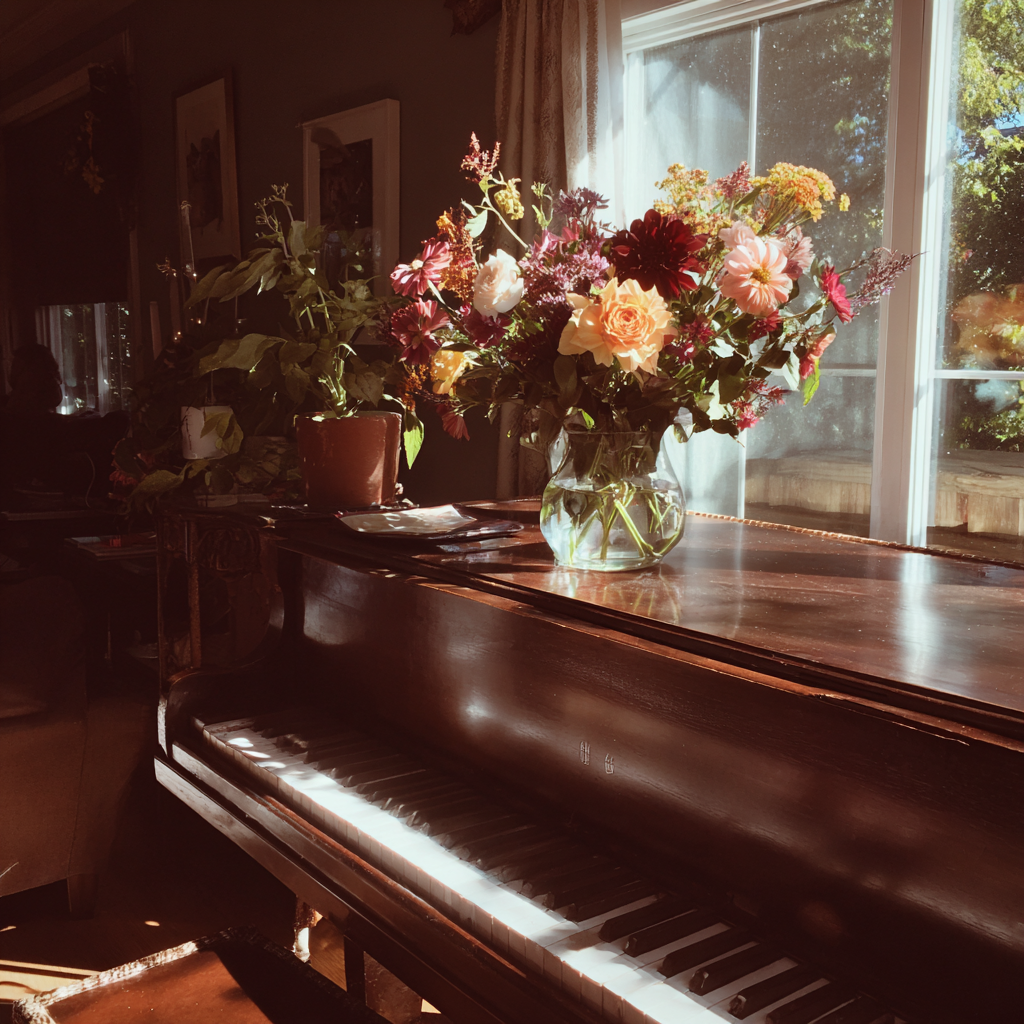 A piano in a living room | Source: Midjourney