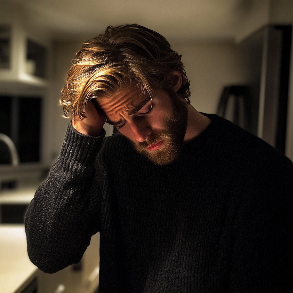A man holding his head | Source: Midjourney