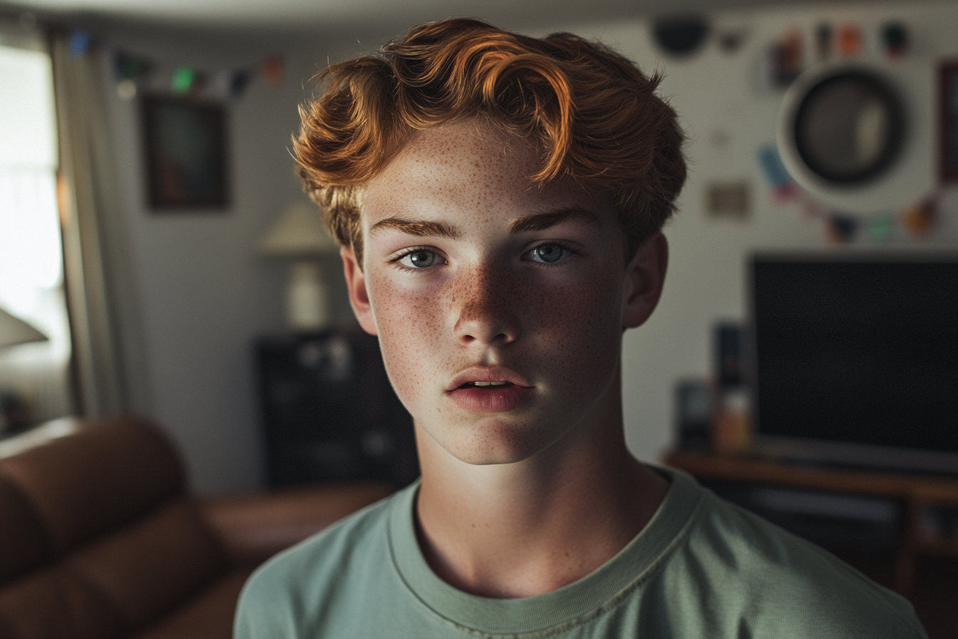 A boy looking straight ahead | Source: Midjourney