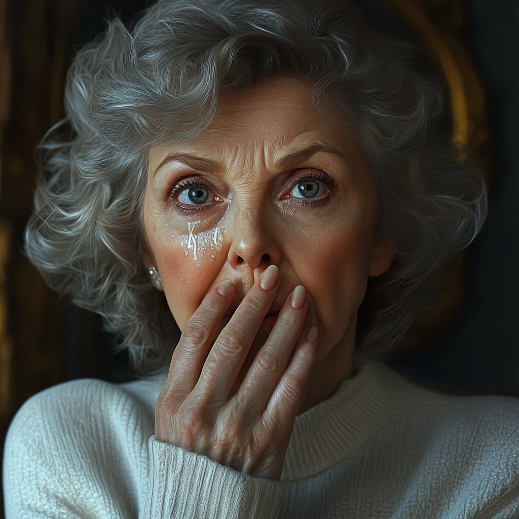 A shocked senior woman | Source: Midjourney