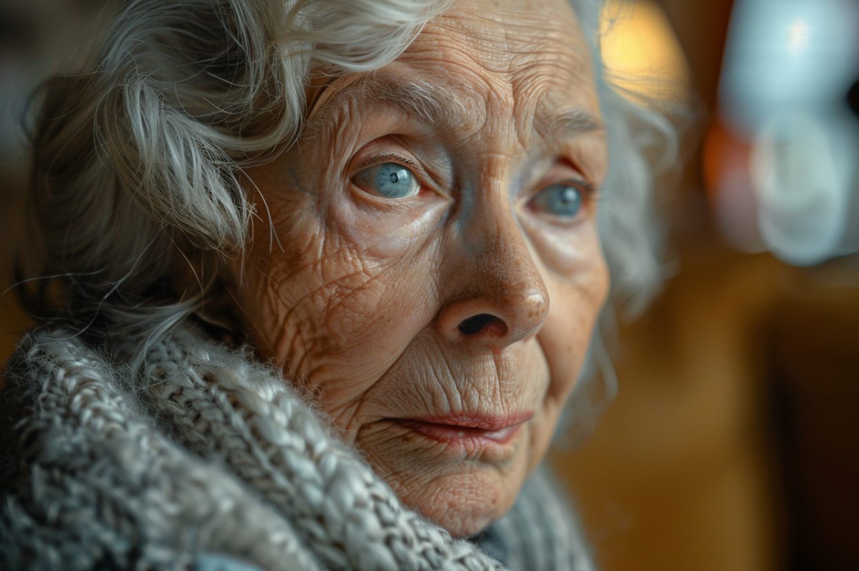 Portrait of a serious-looking older lady | Source: Midjourney