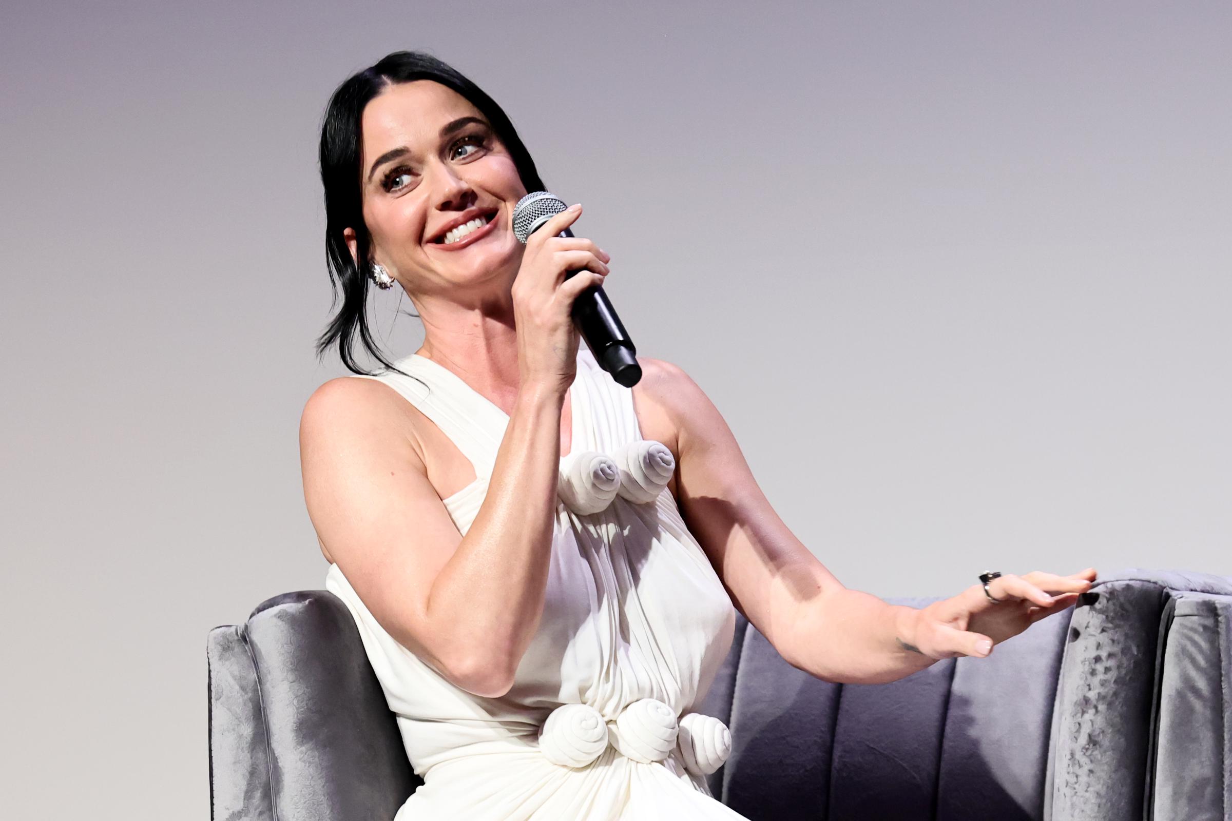 Katy Perry speaks onstage during "Katy Perry: The Lifetimes Tour" Premiere during the 2026 Tribeca Festival at BMCC Theater on June 8, 2026 in New York City. | Source: Getty Images