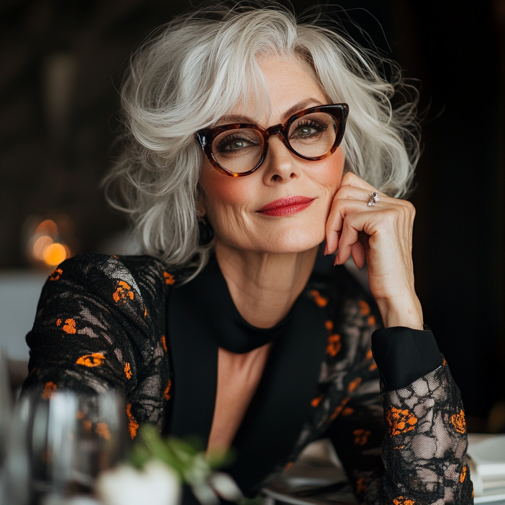 A woman seated at a dinner table | Source: Midjourney