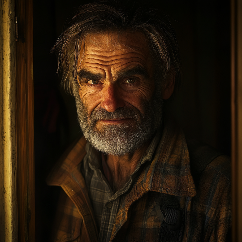 A smiling older man standing at the doorway | Source: Midjourney