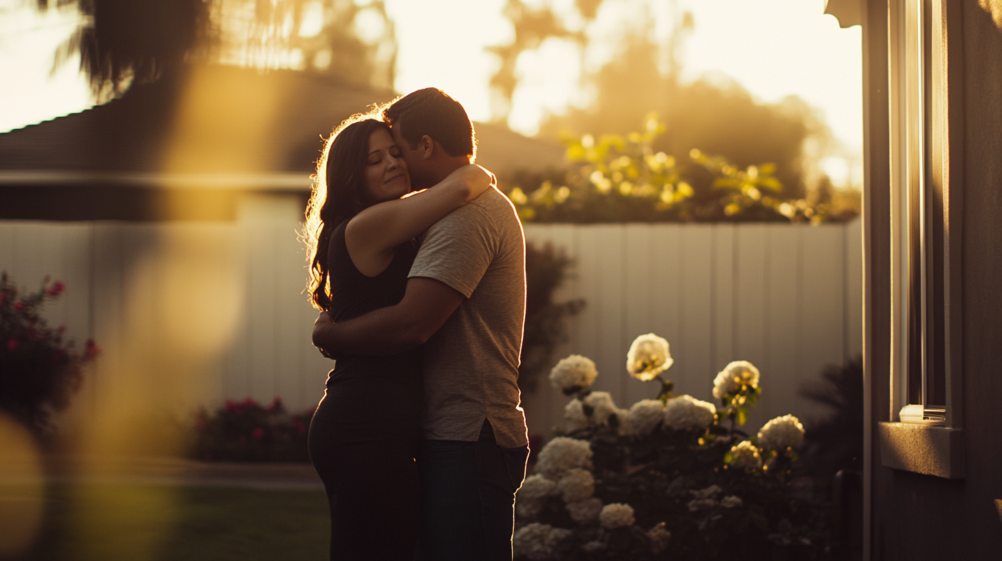 A man and a woman hugging | Source: Midjourney