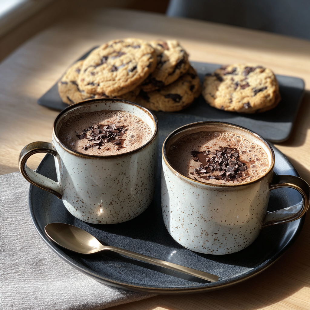 Hot cocoa and cookies on a table | Source: Midjourney