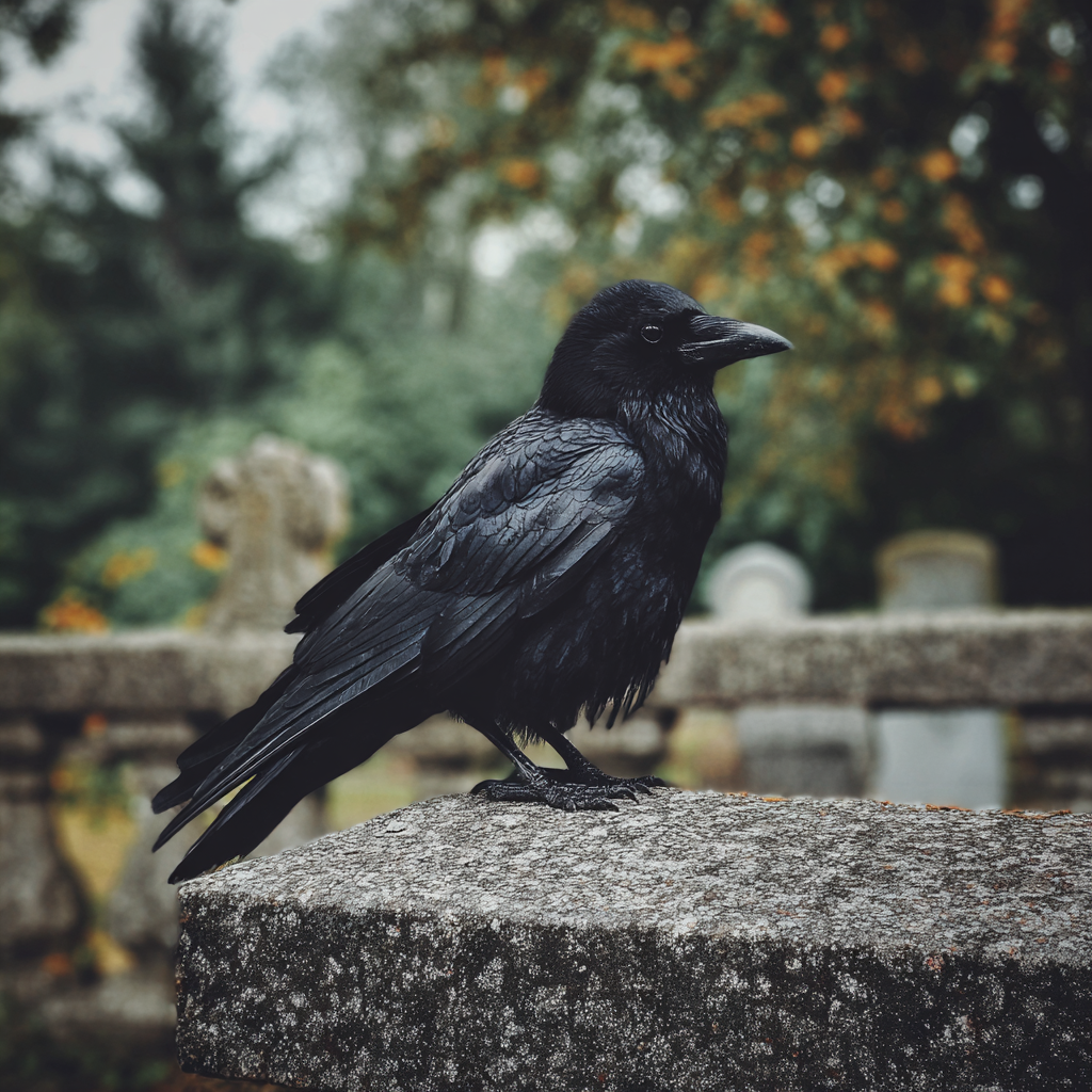 A crow in a cemetery | Source: Midjourney