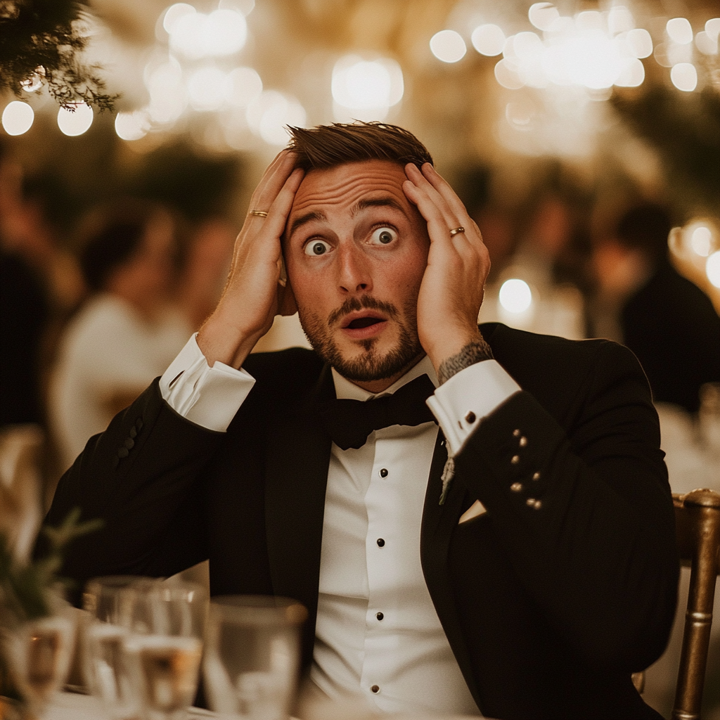 A groom holding his head | Source: Midjourney