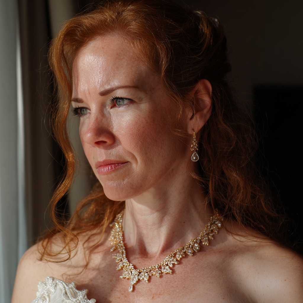 A close up of an upset bride | Source: Midjourney