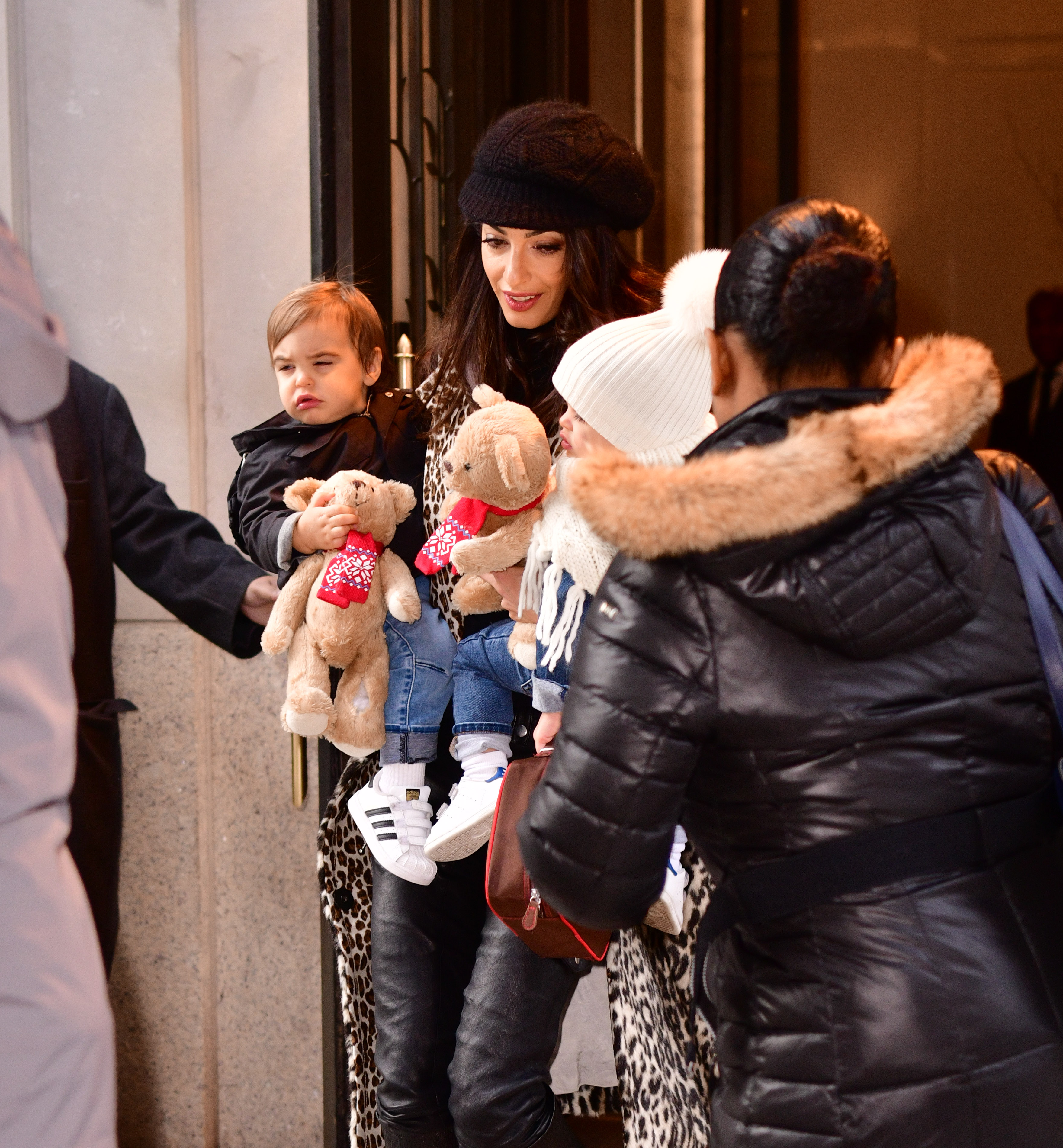Amal Clooney seen with her children Alexander Clooney and Ella Clooney on December 6, 2018 in New York City. | Source: Getty Images