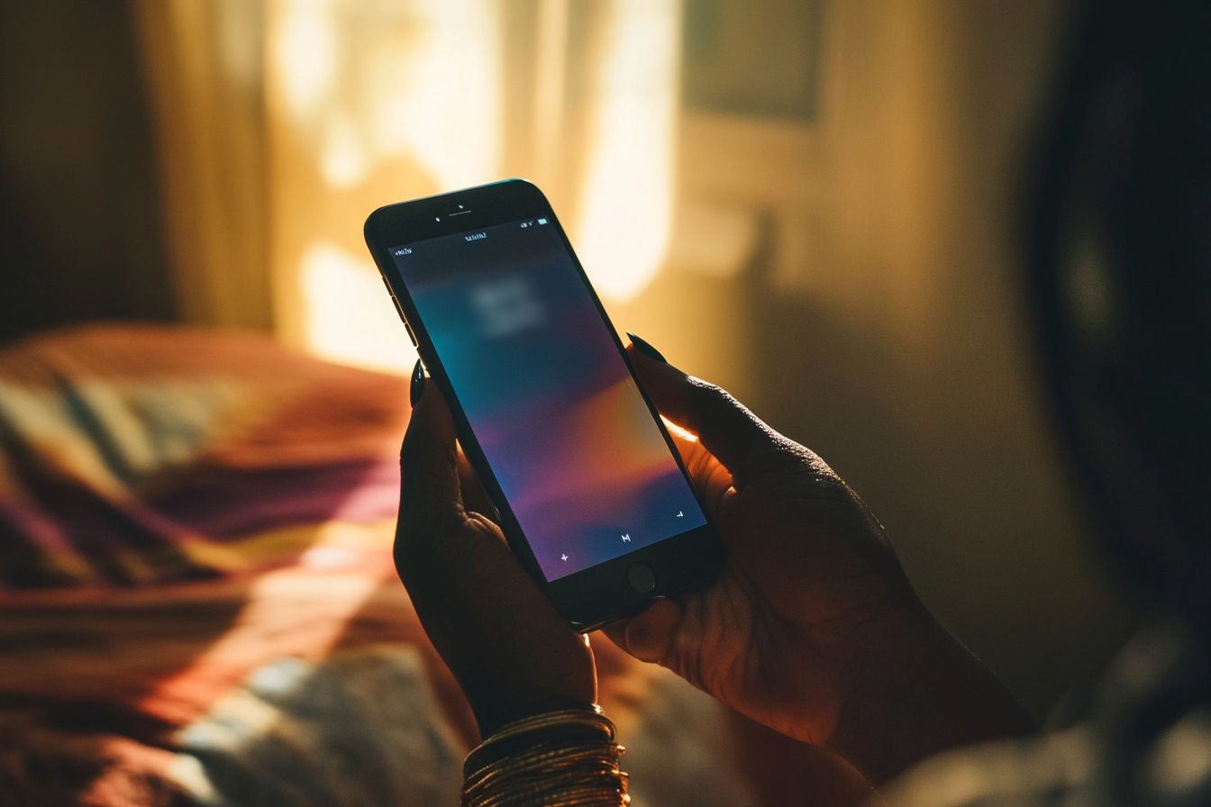 A woman holding a phone | Source: Midjourney